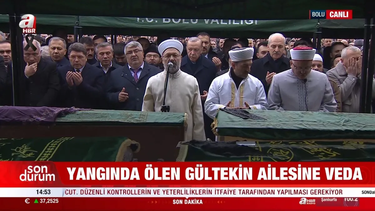Başkan Erdoğan Bolu’daki yangında hayatını Gültekin ailesinin cenaze namazına katıldı: Canımız, yüreğimiz yandı